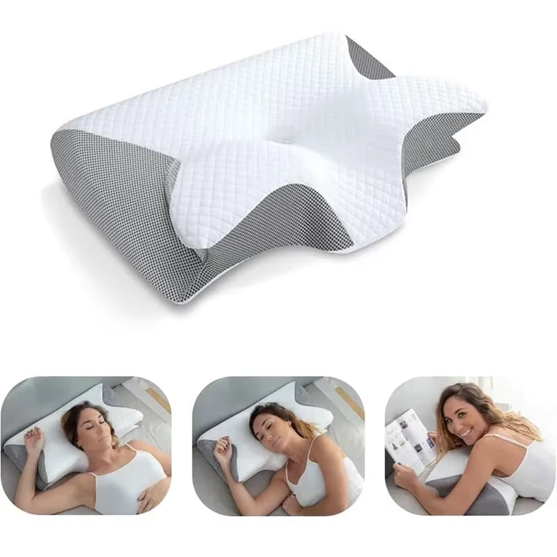 1PC Memory Foam Sleeping Pillows Fast Rebound Cervical Pillow 2In1 Ergonomic Contour Orthopedic Pillow for Neck Pain Neck Pillow