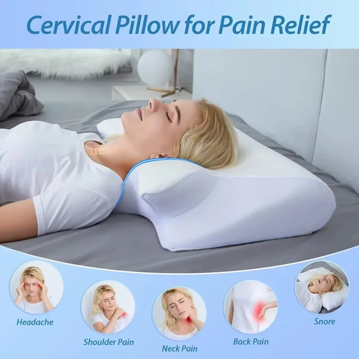 1PC Memory Foam Sleeping Pillows Fast Rebound Cervical Pillow 2In1 Ergonomic Contour Orthopedic Pillow for Neck Pain Neck Pillow