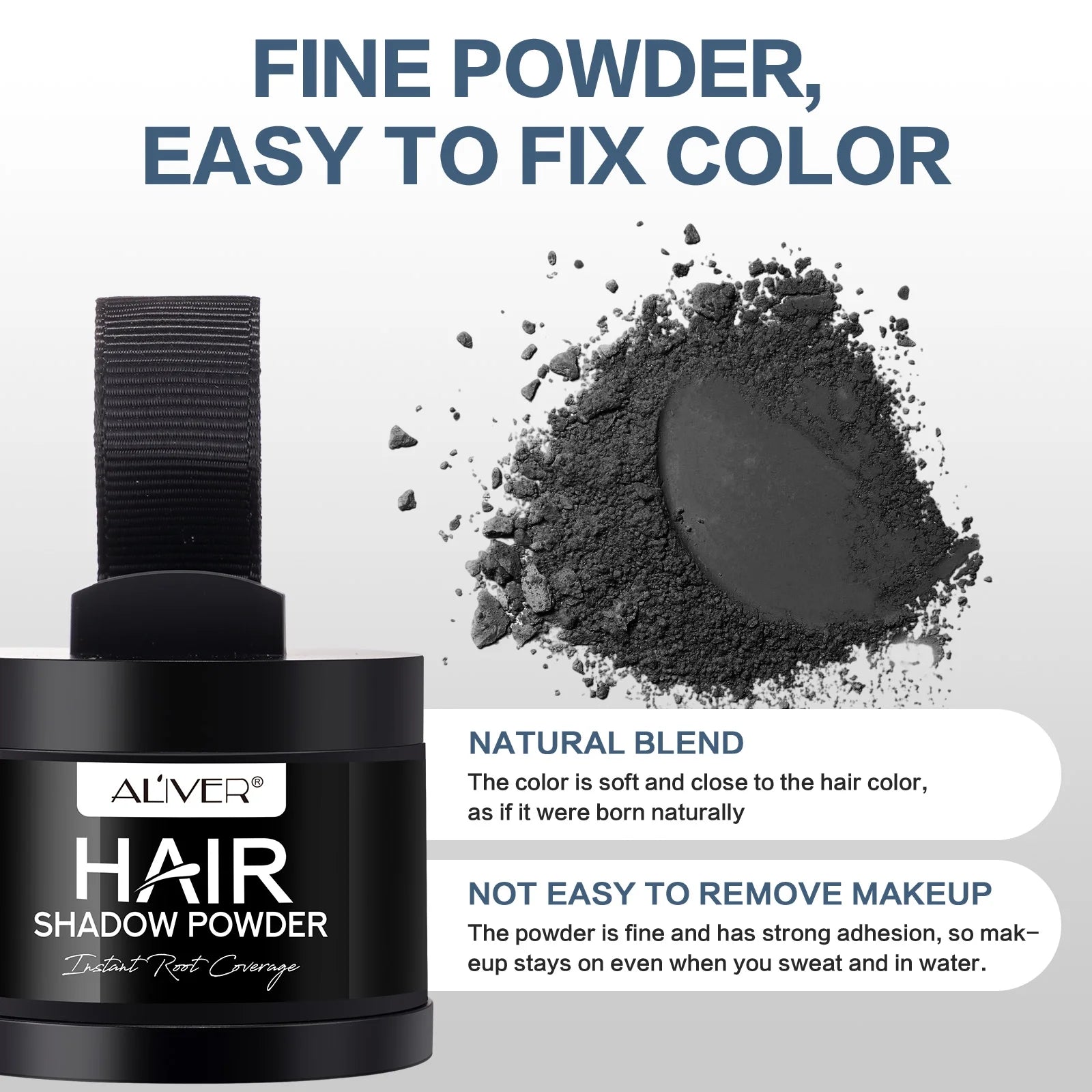 Instantly Hairline Shadow-Hair Shadow Powder, Quick Cover Black Hair Root Concealer, Eyebrows & Beard Line,Unisex,Black