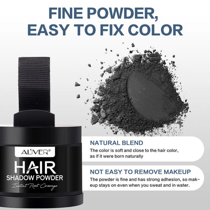 Instantly Hairline Shadow-Hair Shadow Powder, Quick Cover Black Hair Root Concealer, Eyebrows & Beard Line,Unisex,Black
