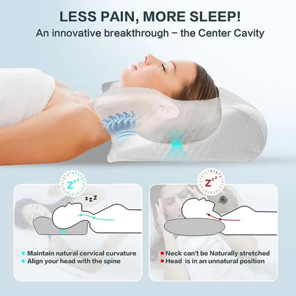 1PC Memory Foam Sleeping Pillows Fast Rebound Cervical Pillow 2In1 Ergonomic Contour Orthopedic Pillow for Neck Pain Neck Pillow