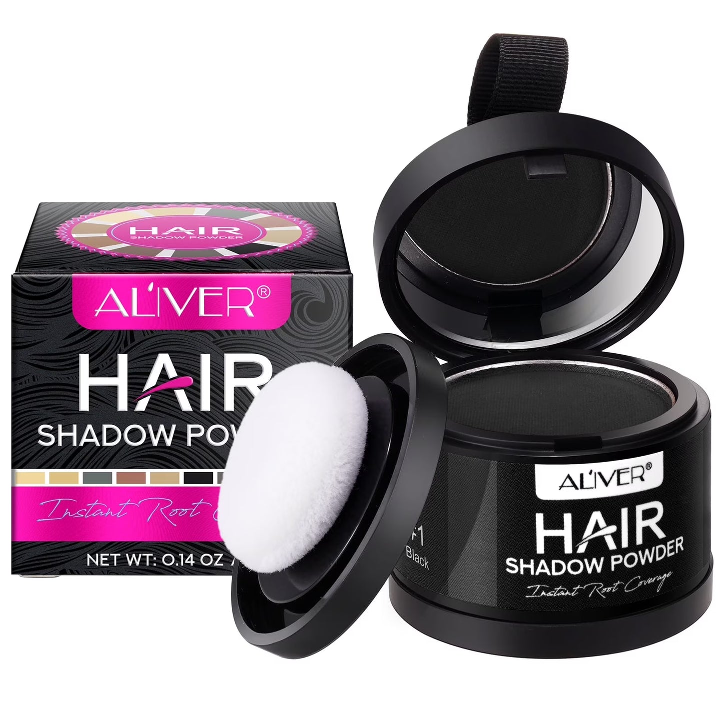 Instantly Hairline Shadow-Hair Shadow Powder, Quick Cover Black Hair Root Concealer, Eyebrows & Beard Line,Unisex,Black